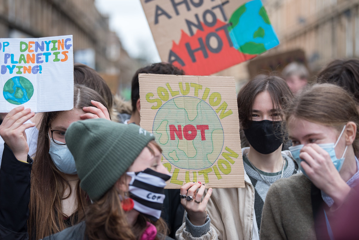 Young people protesting in Glasgow on Youth and Public Empowerment Day